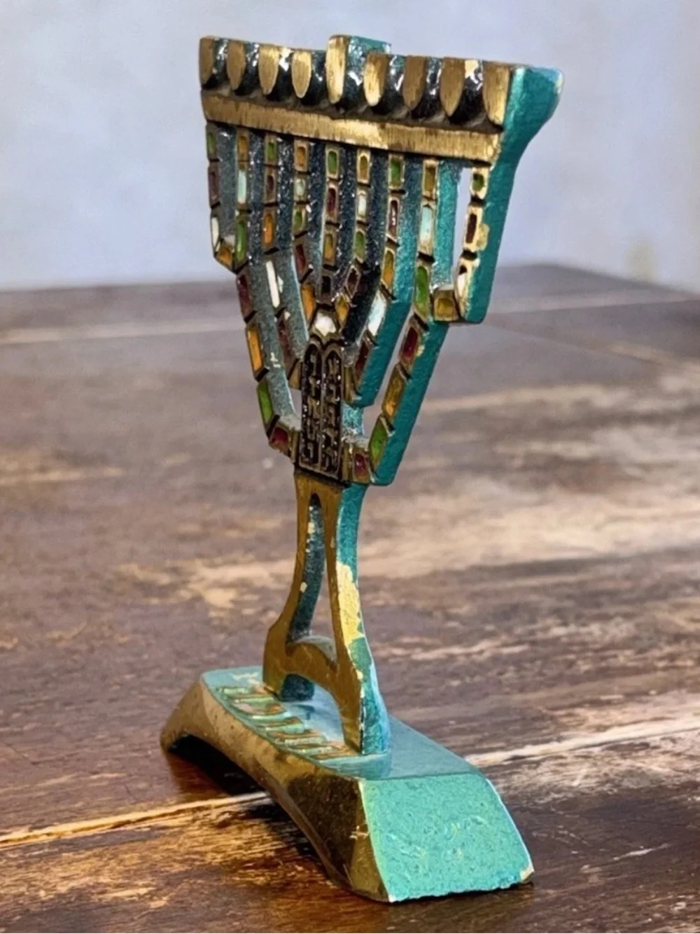 (2) Vintage Mini Brass Metal Menorahs